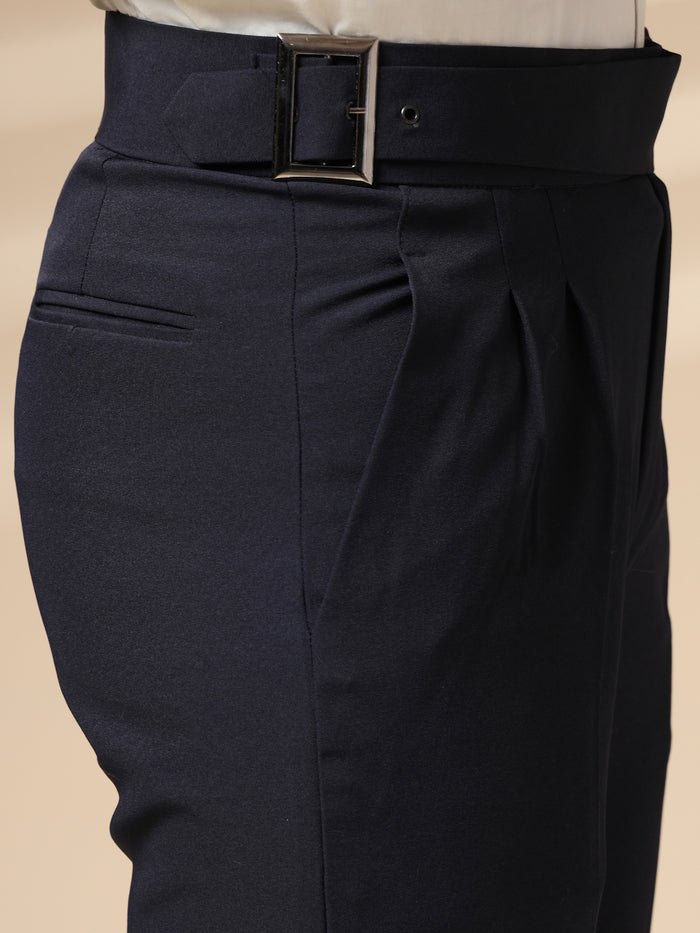 Navy Blue Classic Buckle Gurkha Pants by ITALIAN VEGA®
