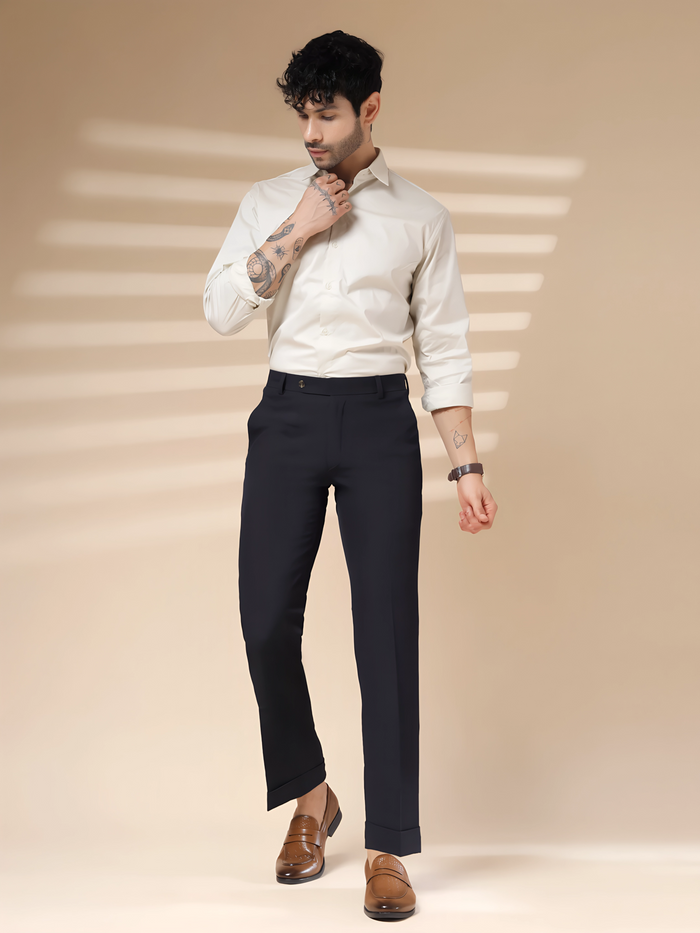 Navy Blue Men Formal Pants by ITALIAN VEGA®