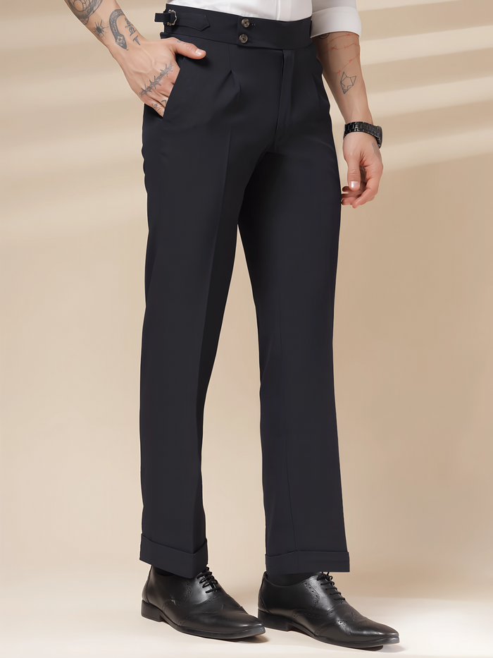 Navy Blue Signature Buttoned Gurkha Pants by ITALIAN VEGA®