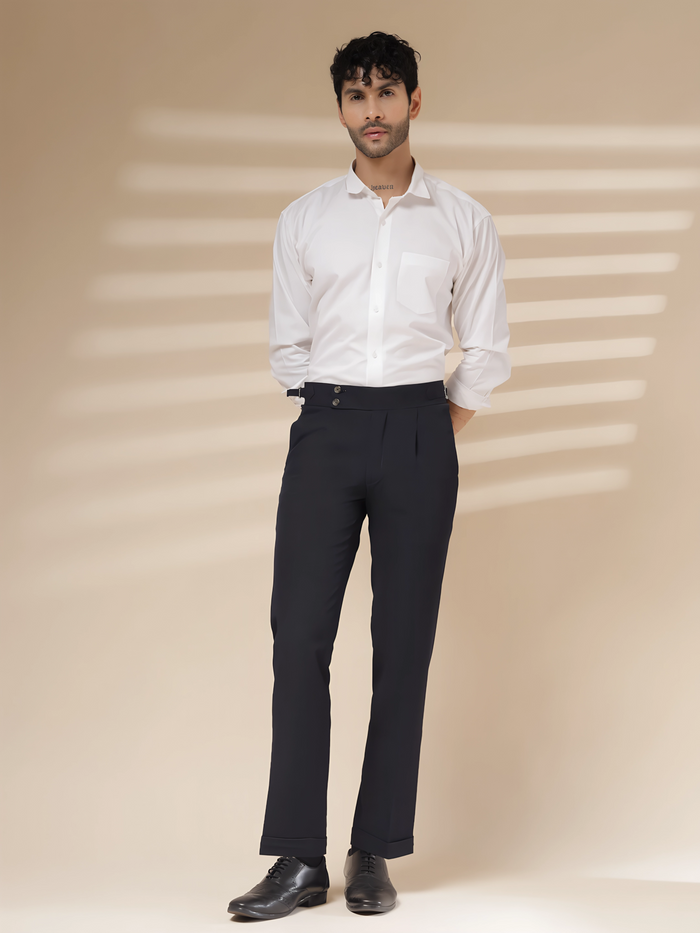 Navy Blue Signature Buttoned Gurkha Pants by ITALIAN VEGA®