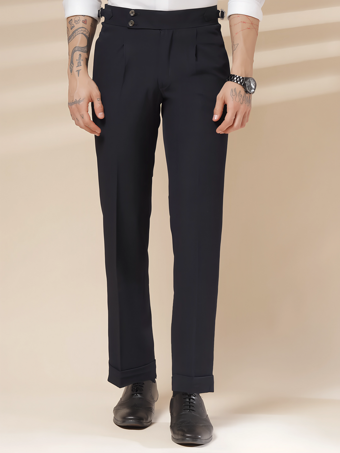 Navy Blue Signature Buttoned Gurkha Pants by ITALIAN VEGA®