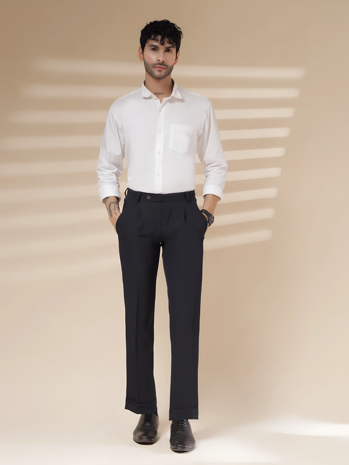 Navy Men Pleated Trouser by ITALIAN VEGA®