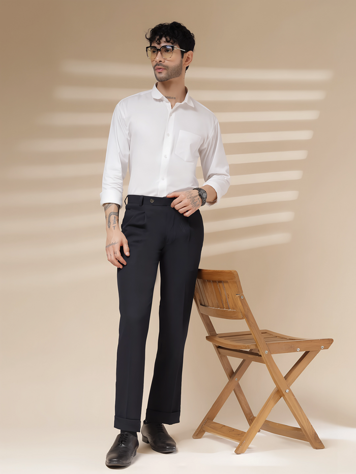 Navy Men Pleated Trouser by ITALIAN VEGA®