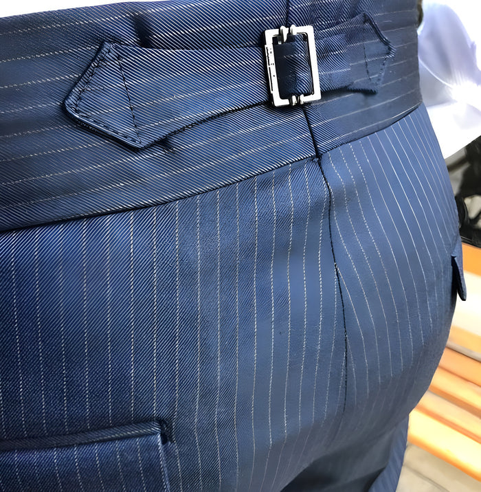 Navy Striped Double Buckle Gurkha Pants by ITALIAN VEGA®