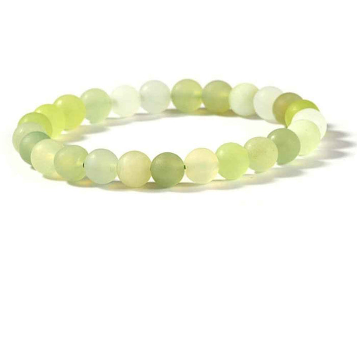 New jade beaded bracelet, soft green serpentine 8mm natural stone beads