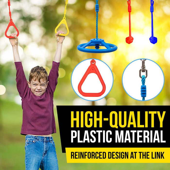 Ninja Warrior Obstacle Course For Kids - Hanging 50’ Ninja Warrior Slackline Kit Training Equipment For Adults With 14 Accessories