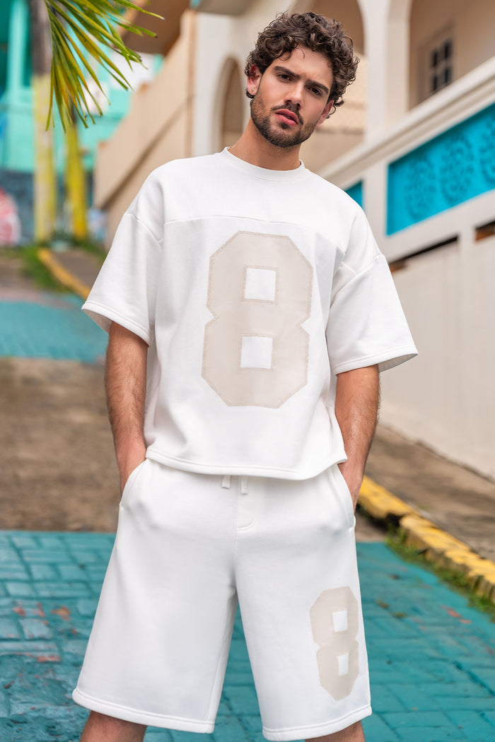 Number Graphic Boxy Fleece T-Shirt
