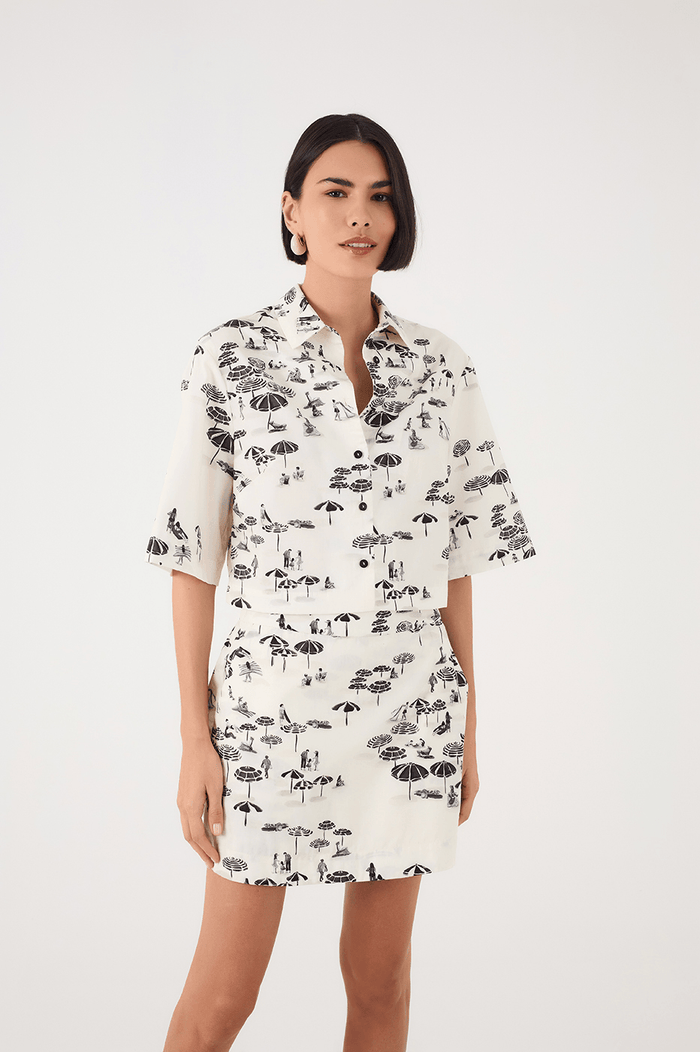 Off-White Areia Collared Buttoned Crop Shirt_2