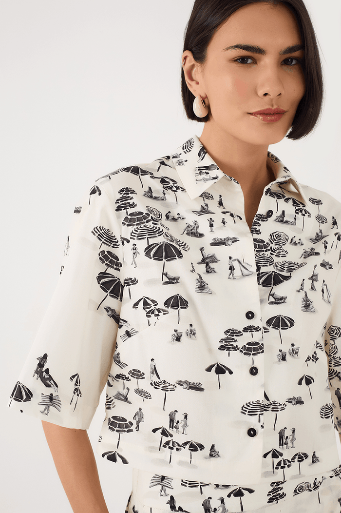 Off-White Areia Collared Buttoned Crop Shirt_3
