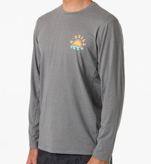 Oneill Men's Solar Scenic UPF LS RASH GUARD TEE - Dark Heather Rashguard Sun Protection