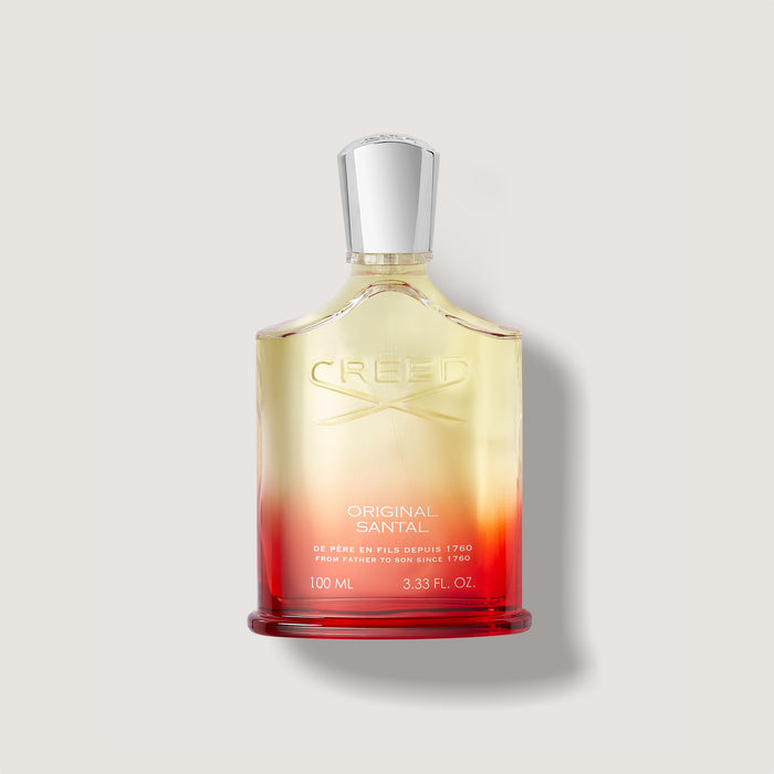 Original Santal 100ml Bottle - Front View, Red Ombre Glass Flacon | Creed Fragrances