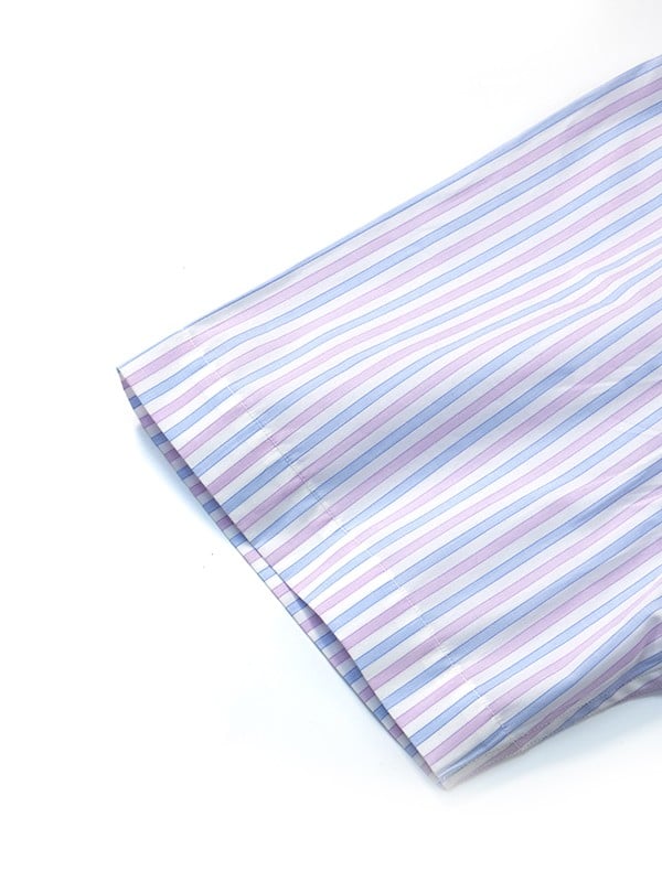 Palladio Lilac Striped Half Sleeve Tailored Fit Classic Formal Super Fine Cotton Shirt