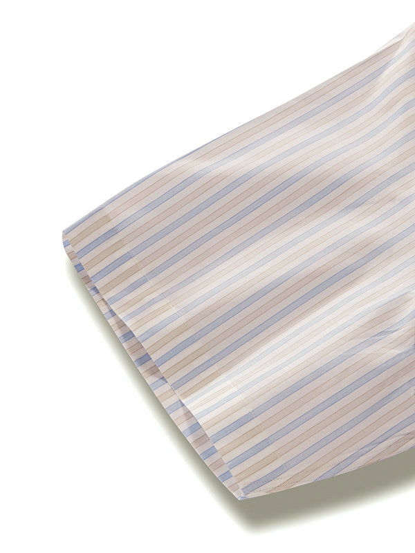 Palladio Sand Striped Half Sleeve Tailored Fit Classic Formal Super Fine Cotton Shirt