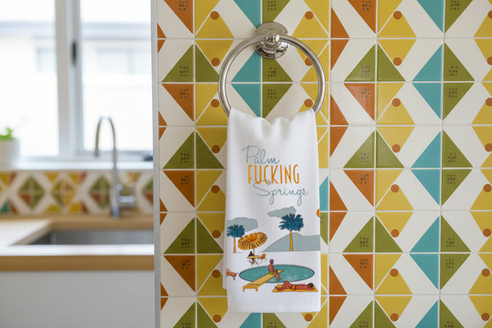 Palm Fucking Springs Poolside Tea Towel