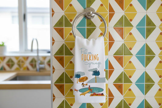 Palm Fucking Springs Poolside Tea Towel