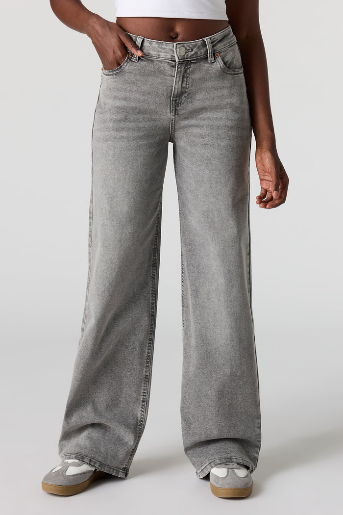 Paris Stretch High Rise Wide Leg Grey Jean