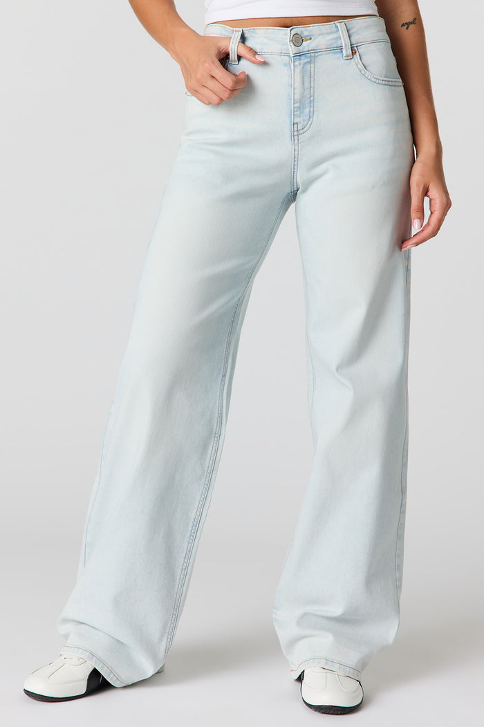 Paris Stretch High Rise Wide Leg Light Jean