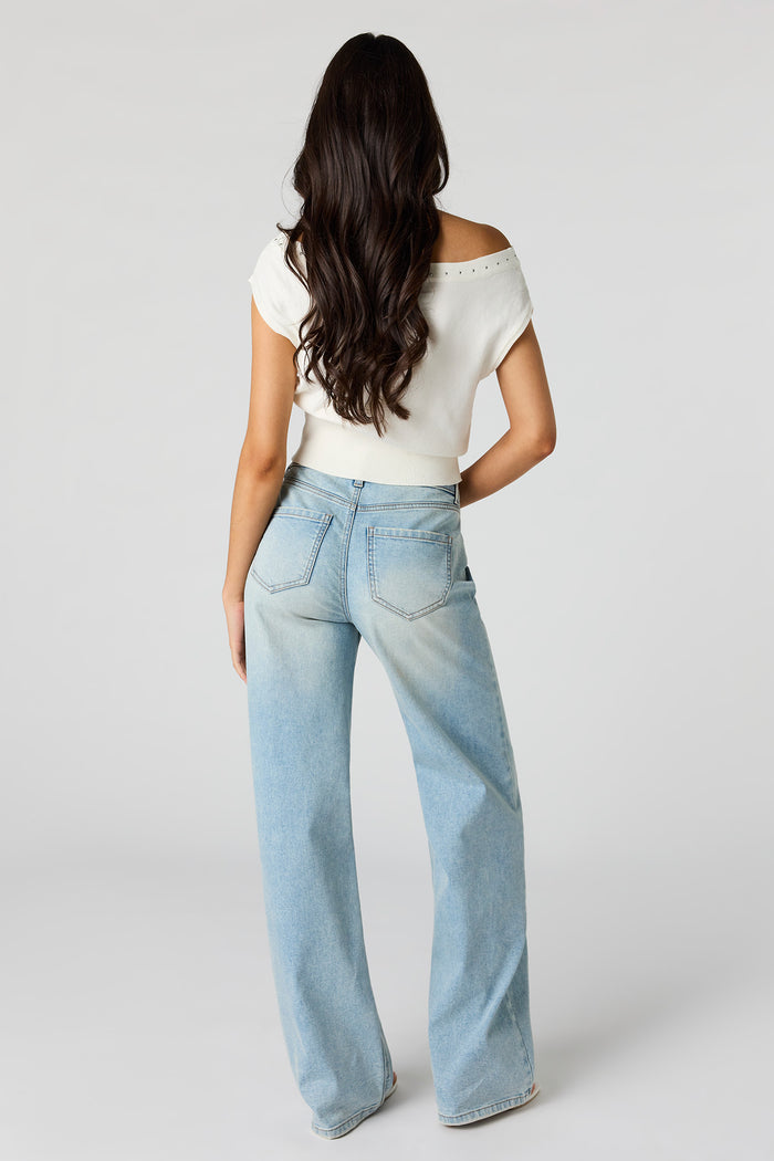 Paris Stretch High Rise Wide Leg Medium Jean