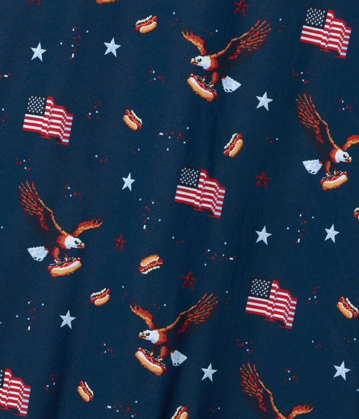 Men's 8-Bit Eagle Golf Polo by Tipsy Elves featuring patriotic American flag design on a stylish golf shirt.
