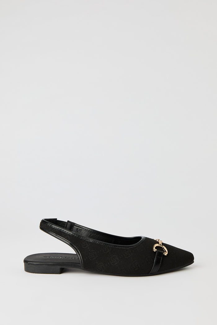 Patterned Snaffle Slingback Flats