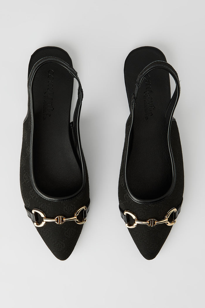 Patterned Snaffle Slingback Flats