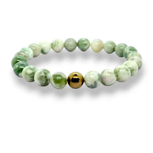 Peace Jade beaded bracelet in soft green natural stone, 8mm