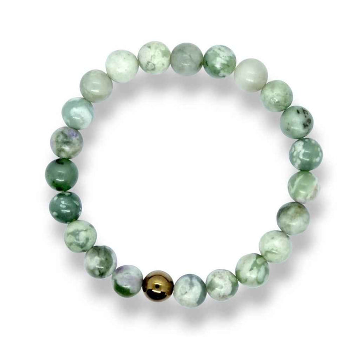 Peace jade beaded bracelet, soft green, view 2