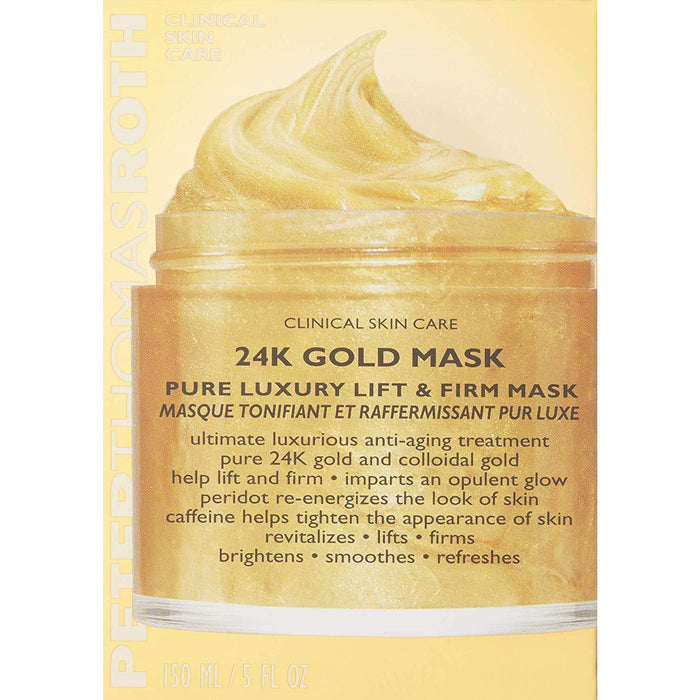 Peter Thomas Roth 24K Gold Mask in a 150ml jar, featuring a luxurious gold-infused beauty treatment for radiant skin.