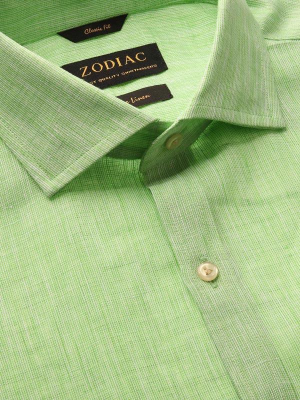 Positano Mint Solid Full Sleeve Single Cuff Classic Fit Semi Formal French Flax Linen Shirt
