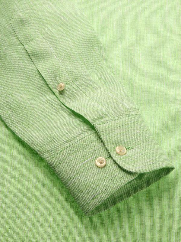 Positano Mint Solid Full Sleeve Single Cuff Classic Fit Semi Formal French Flax Linen Shirt