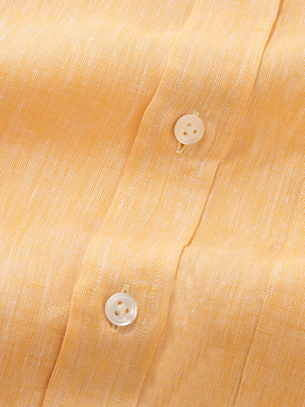 Positano Yellow Solid Half Sleeve Classic Fit Semi Formal European Flax Linen Shirt