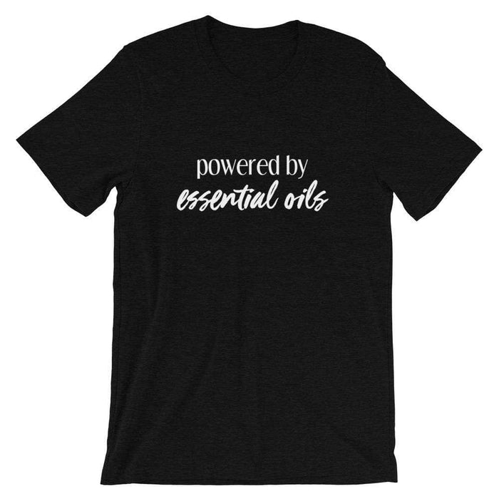Powered by Essential Oils (Dark) Short-Sleeve Unisex T-Shirt at Your Oil Tools