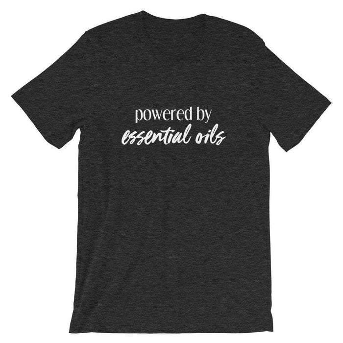 Powered by Essential Oils (Dark) Short-Sleeve Unisex T-Shirt at Your Oil Tools
