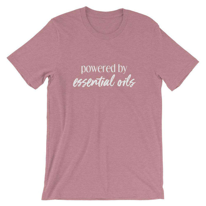 Powered by Essential Oils (Dark) Short-Sleeve Unisex T-Shirt at Your Oil Tools