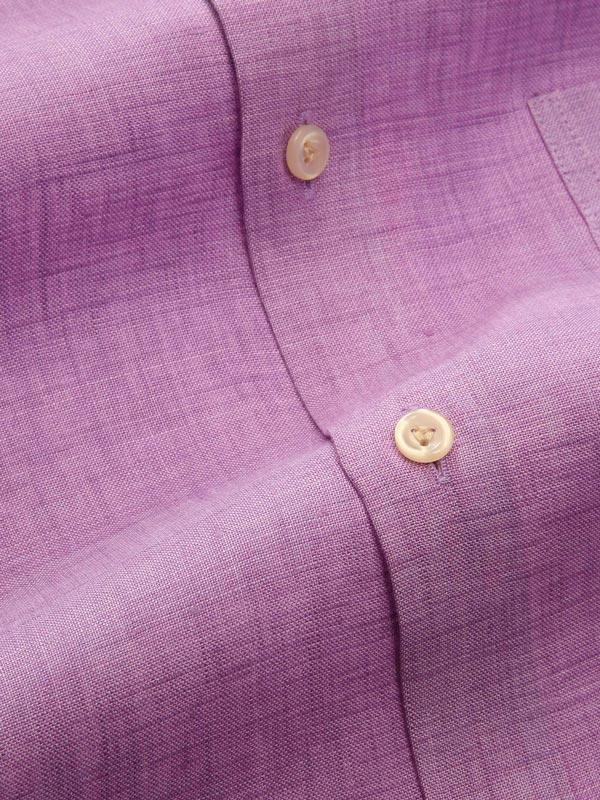 Praiano Lilac Solid Full Sleeve Single Cuff Tailored Fit Semi Formal French Flax Linen Shirt