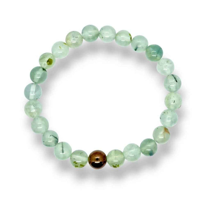 Prehnite beaded bracelet, pale green, view 2