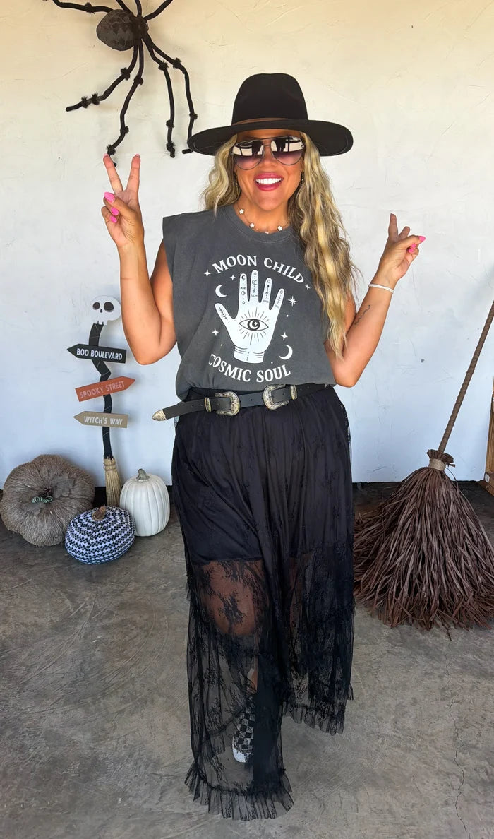 PREORDER: Autumn Blooming Maxi Skirt in BLACK // eta Sept - Oct.
