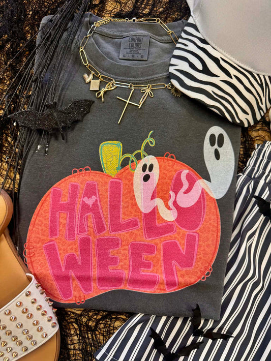 PREORDER: Halloween Ghosts and Leopard Pumpkin Tee // ships in 1-2 weeks