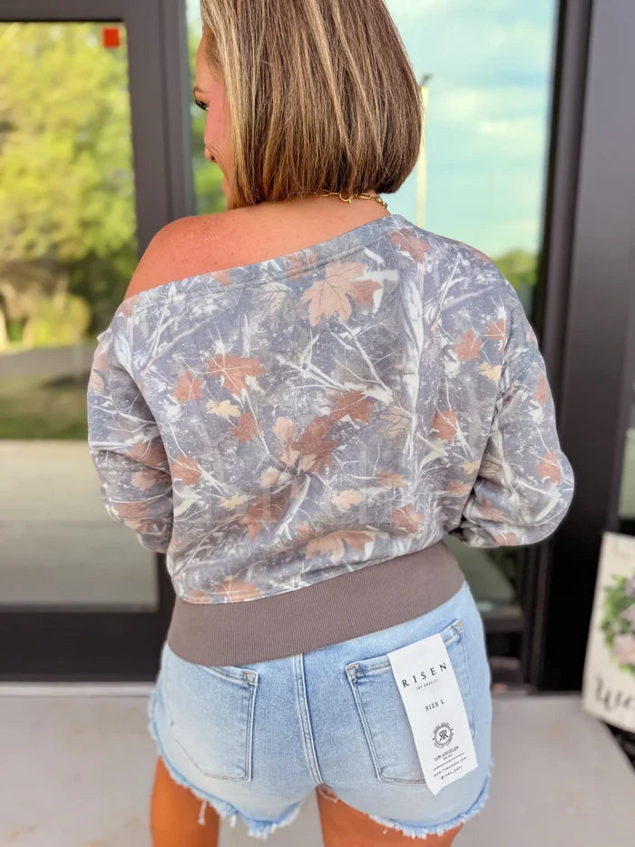 PREORDER: Off the Shoulder Pullover in Timber Haze//eta September - October
