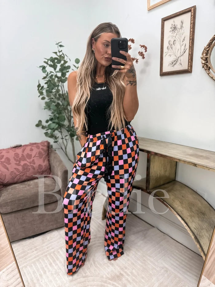 Preorder // Stretchy Lounge Pants 2.0 in Candy Corn Checkered // LIMITED QUANTITIES