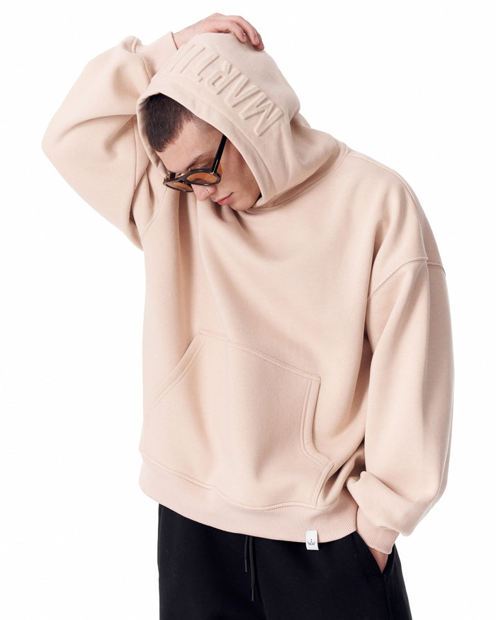Puff Hood Oversized Beige Hoodie (3)