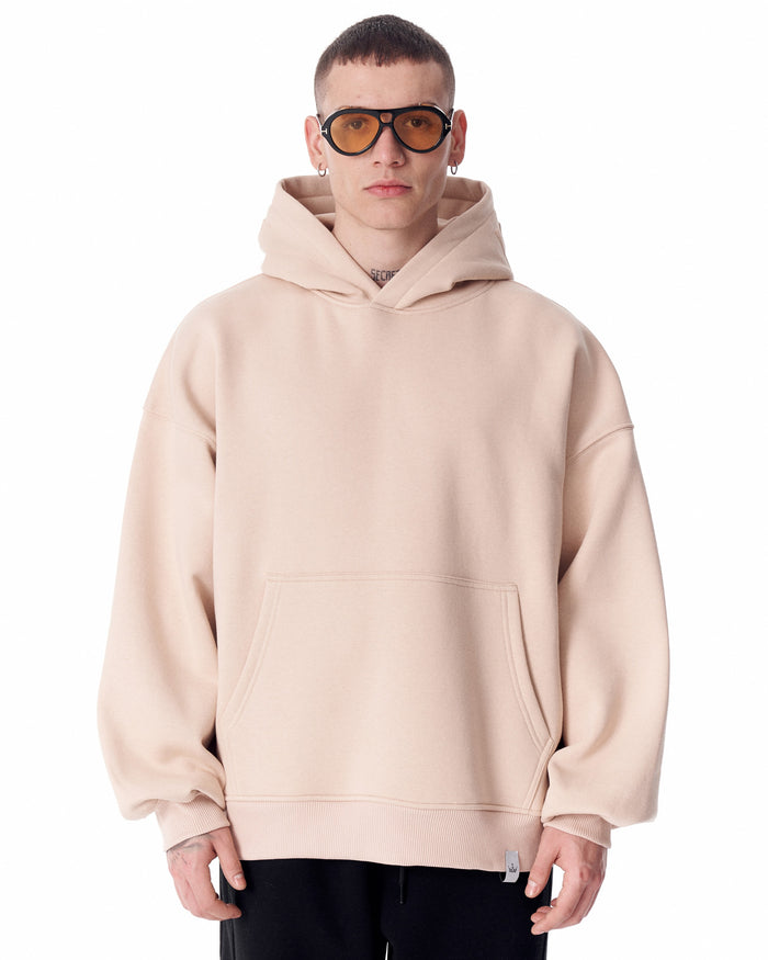 Puff Hood Oversized Beige Hoodie (6)