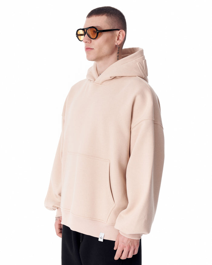 Puff Hood Oversized Beige Hoodie (7)