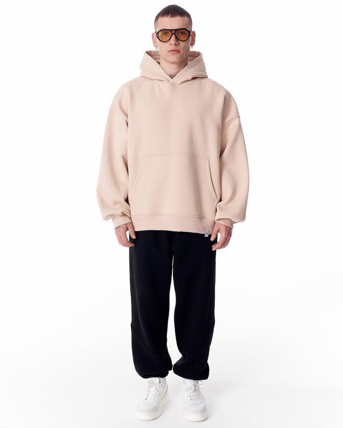 Puff Hood Oversized Beige Hoodie (8)