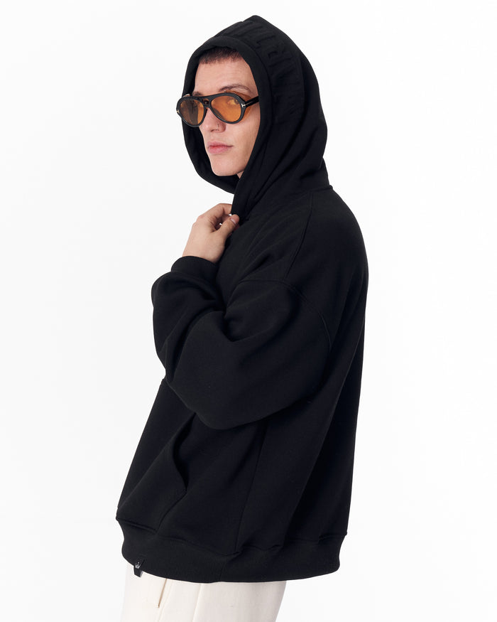 Puff Hood Oversized Black Hoodie (7)