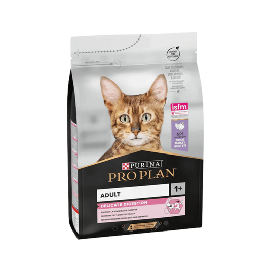 Purina Pro Plan Delicate Digestion Adult Dry Turkey Cat Food on white background