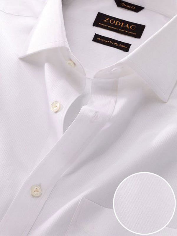 Raffaello White Striped Full Sleeve Single Cuff Classic Fit Classic Formal Two Ply Mercerized Cotton Shirt