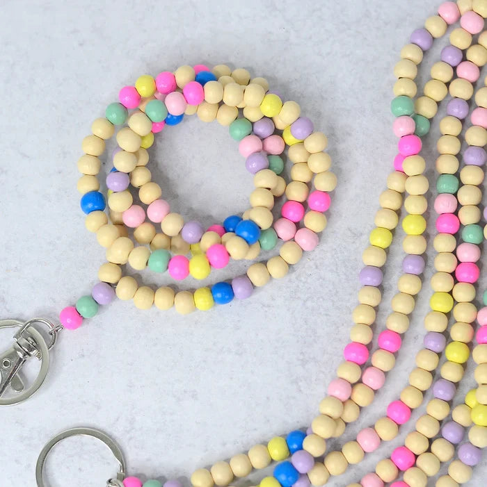 Rainbow Wooden Beads Lanyard