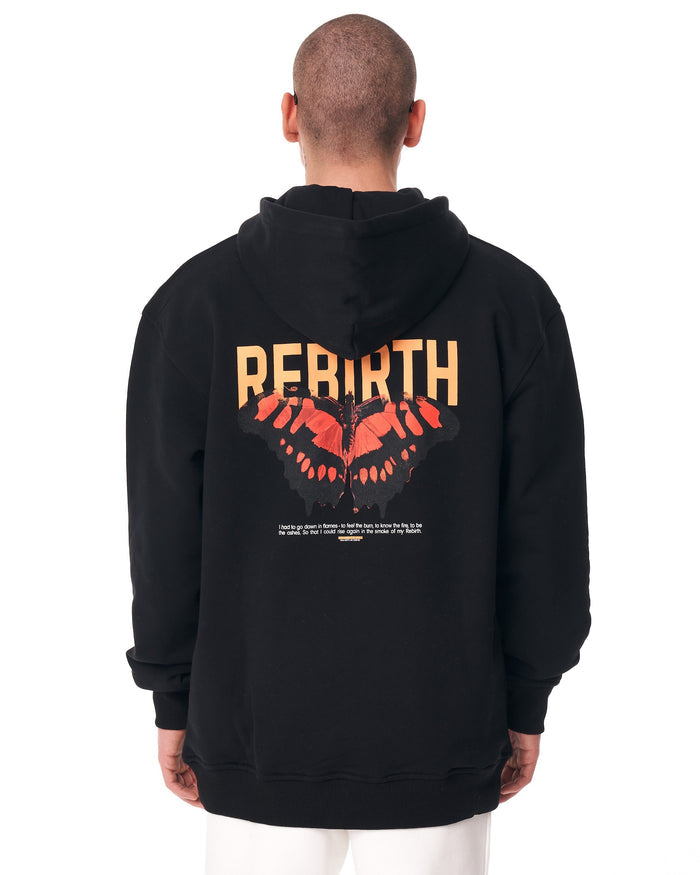 Rebirth 3D Printed Oversized Black Hoodie