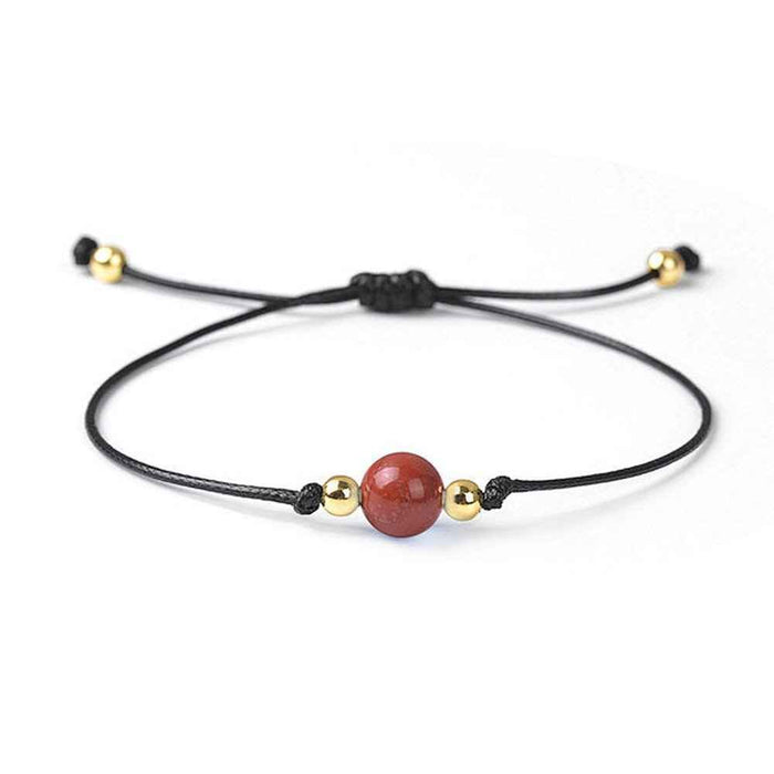 Red jasper birthstone bracelet for March, brick red natural stone
